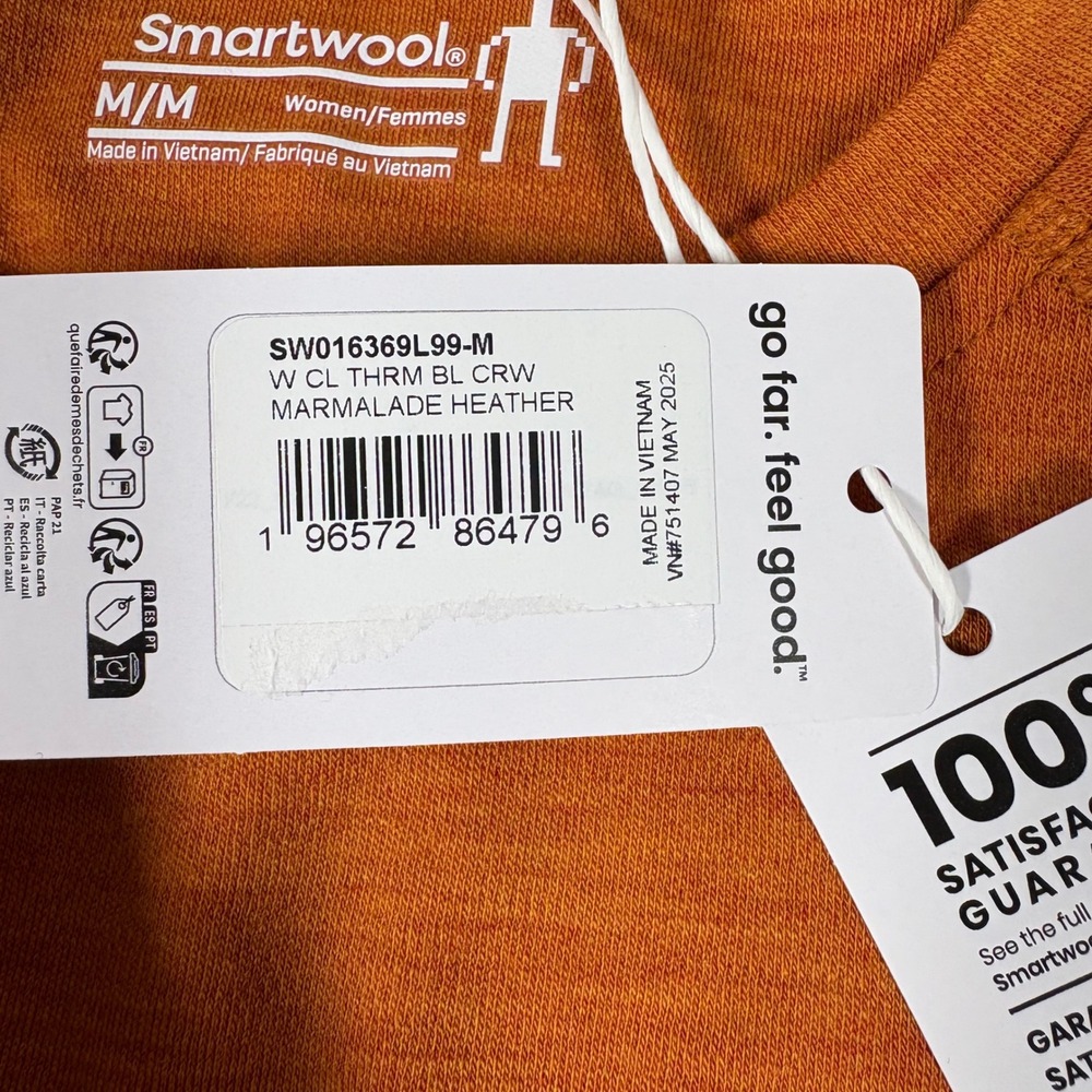 Smartwool Merino 250 Base Layer Crew Women's M Marmalade Heather Orange SW016369 - Picture 6 of 12